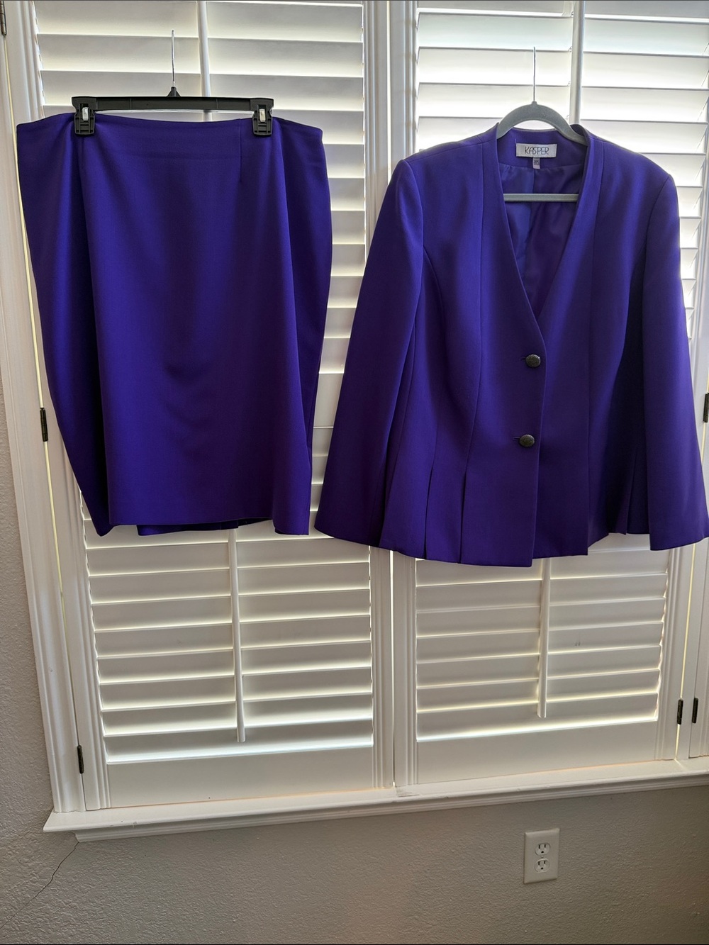 Kasper Deep Purple Pencil Skirt and Jacket Set